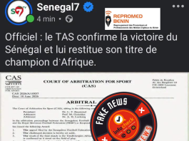 FAUX : Le TAS n’a pas restitué le titre de champion d’Afrique au Sénégal