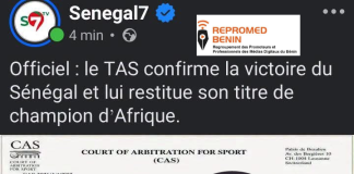 FAUX : Le TAS n’a pas restitué le titre de champion d’Afrique au Sénégal