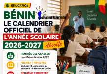 Bénin : Le calendrier officiel de l’année scolaire 2026-2027 dévoilé